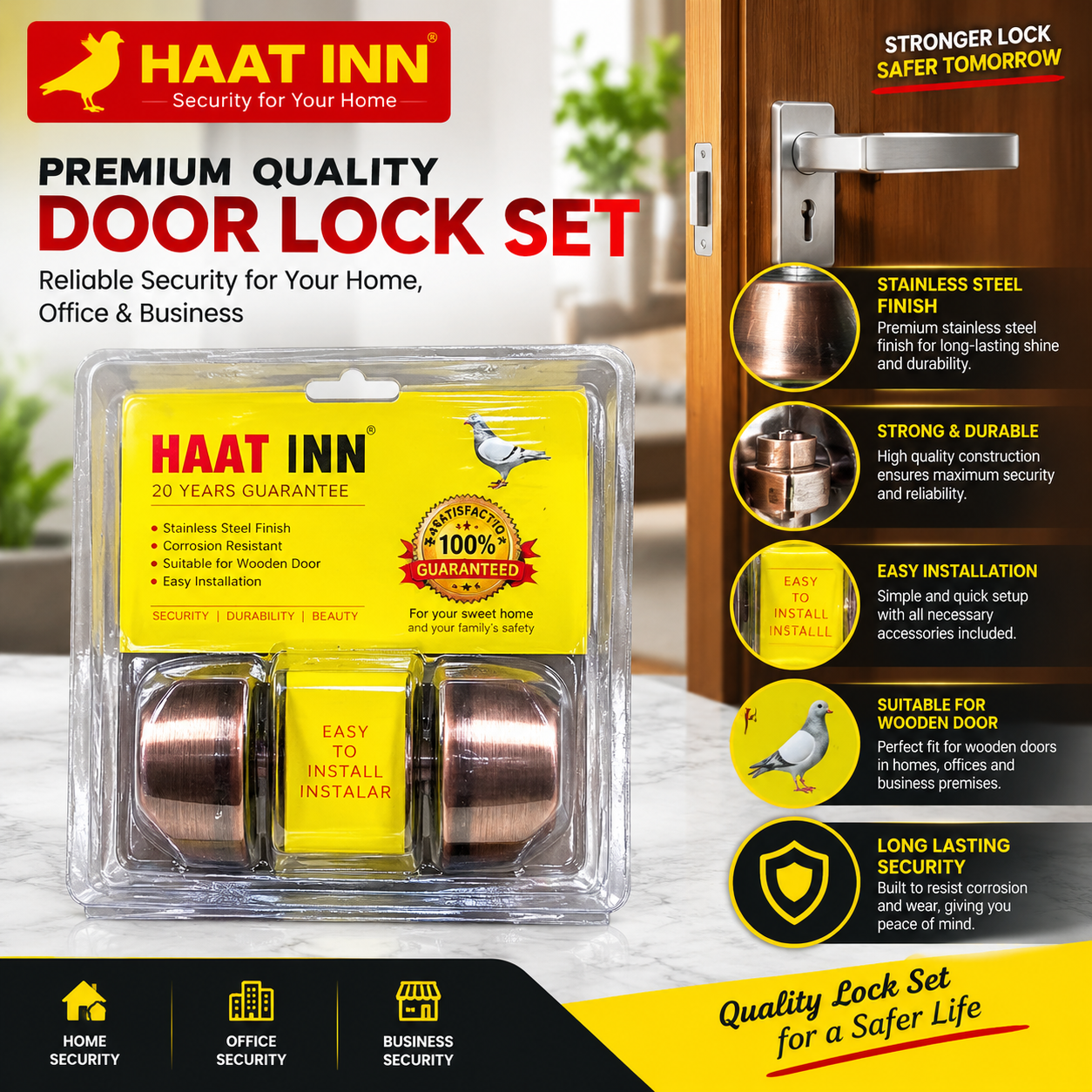 Premium Quality Door Lock Set HAAT INN Premium Door Lock Set - Image 1
