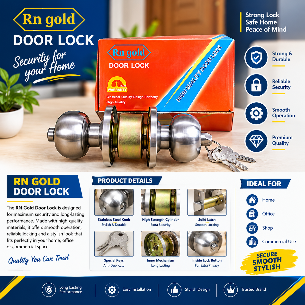 RN Gold Door Lock Advertisement RN GOLD DOOR LOCK - Image 1